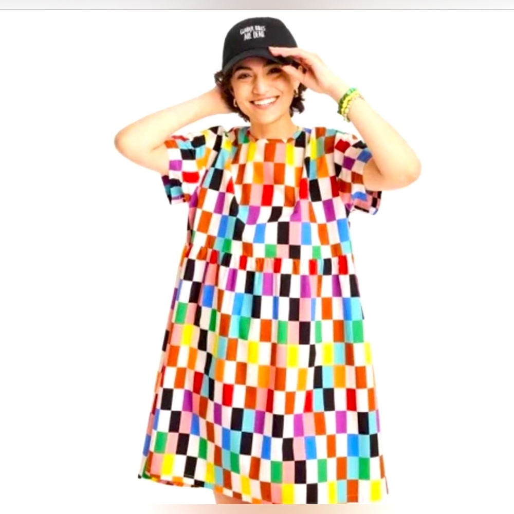 Target Pride Oversized Checker Multicolored Babydoll Dress Size Medium